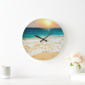 美しい夏のビーチサンセット写真 ラージ壁時計 (ホーム)