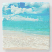 美しい夏のビーチ ストーンコースター (正面)