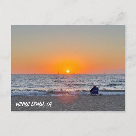 美しい夏の夕日 – ヴェネツィアビーチ, CA ポストカード (正面)