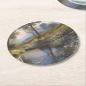 美しい夏の川の風景 ラウンドペーパーコースター (アングル)