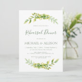 美しい夏の緑のリハーシールディナーの招待 招待状 (スタンド正面)