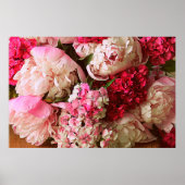 美しい夏の花ピンクの牡丹の花束と ポスター (正面)