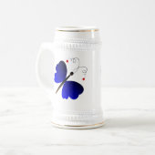 美しい夏の蝶デザイン ビールジョッキ (正面左)