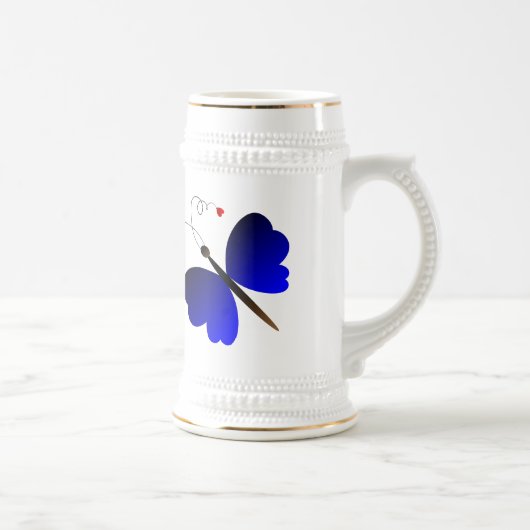 美しい夏の蝶デザイン ビールジョッキ (右)