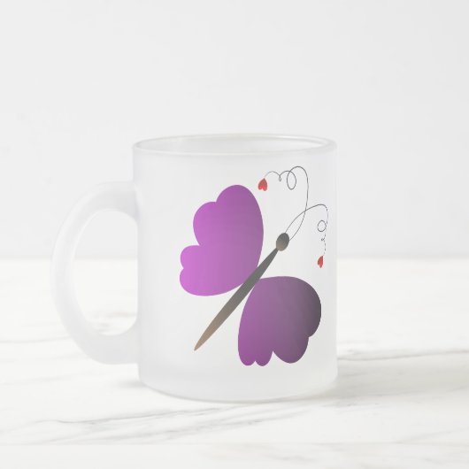 美しい夏の蝶デザイン フロストグラスマグカップ (左)