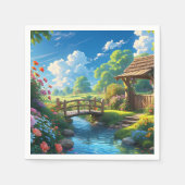 美しい夏、カラフルイラストレーション、 スタンダードカクテルナプキン (正面)