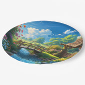 美しい夏、カラフルイラストレーション、 ペーパープレート (アングル)