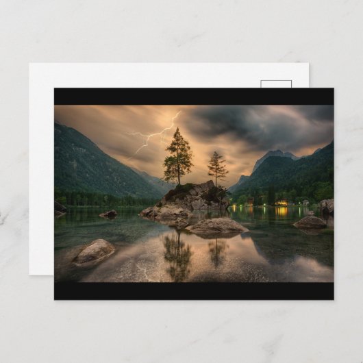 美しい夕べマウンテンレイク写真 ポストカード (正面/裏面)