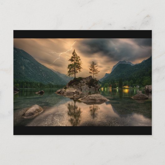 美しい夕べマウンテンレイク写真 ポストカード (正面)
