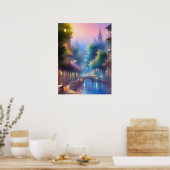 美しい夕べ通りモートビューデジタルアート ポスター (キッチン)