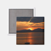 美しい夕日とガルダ湖のほこり マグネット (正面/裏面)