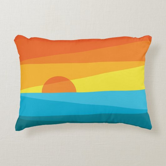 美しい夕日と波 アクセントクッション (正面)