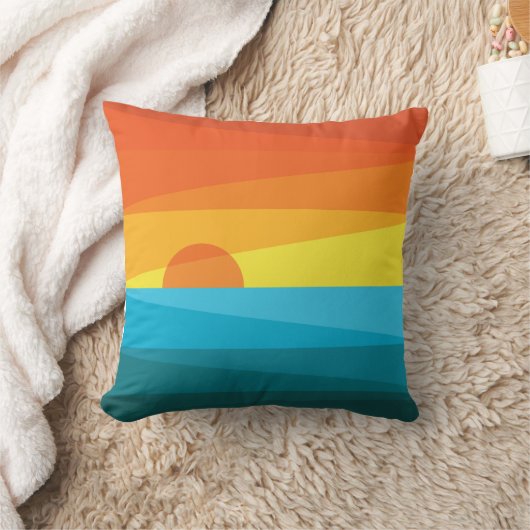 美しい夕日と波 クッション (ブランケット)