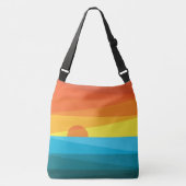 美しい夕日と波 クロスボディバッグ (正面)