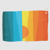 美しい夕日と波 ゴルフタオル (横)