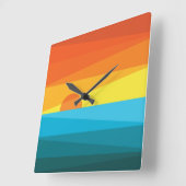 美しい夕日と波 スクエア壁時計 (傾斜)
