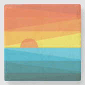 美しい夕日と波 ストーンコースター (正面)