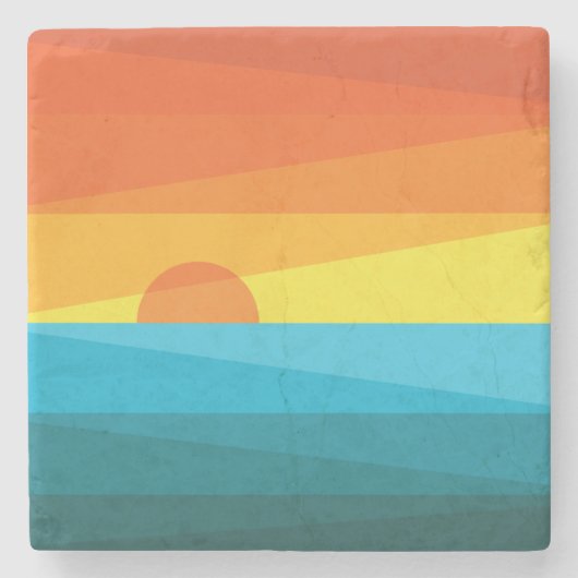 美しい夕日と波 ストーンコースター (正面)
