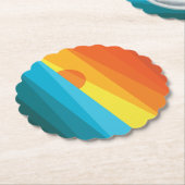 美しい夕日と波 ペーパーコースター (アングル)