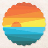 美しい夕日と波 ペーパーコースター (正面)
