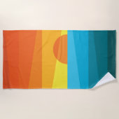 美しい夕日と海の波ゴルフタオル ビーチタオル (正面)