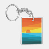 美しい夕日と海の波 キーホルダー (正面左)