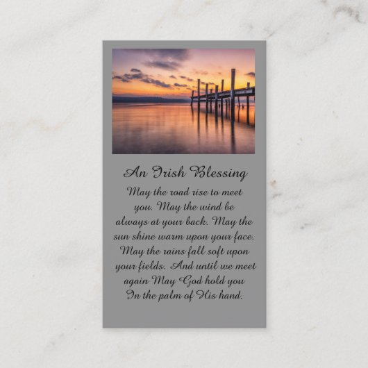 美しい夕日に続く桟橋祈りの言葉カード 名刺 (正面)