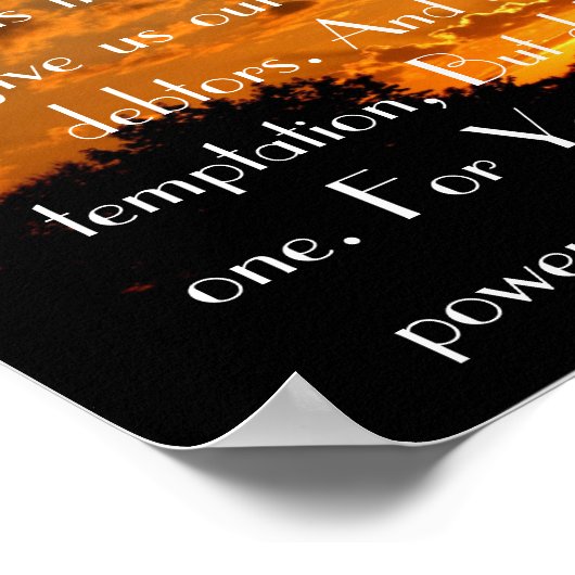 美しい夕日の主の祈りの言葉 ポスター (角)