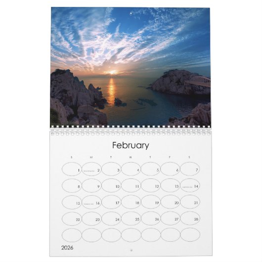 美しい夕日の写真 カレンダー (2月 2026)