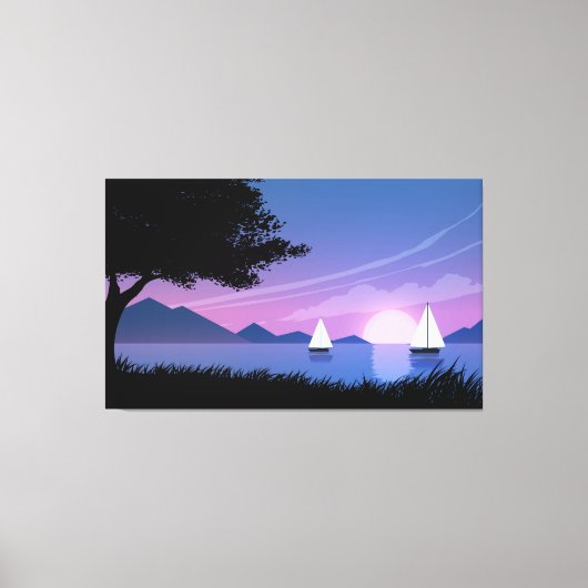 美しい夕日の景色 キャンバスプリント (正面)