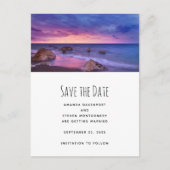 美しい夕日の海岸写真結婚の 案内ポストカード (正面)