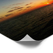 美しい夕日の海黄色いオレンジ色 ポスター (角)