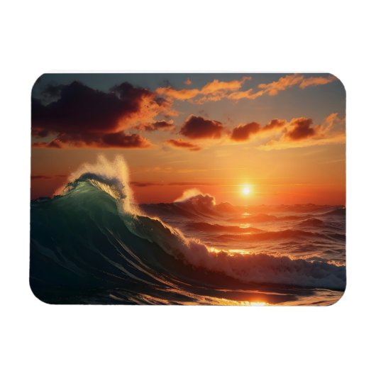 美しい夕日の海 マグネット (横)