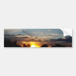 美しい夕日の青い黄色のリラックス風景 バンパーステッカー