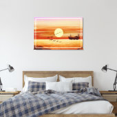 美しい夕日の風景装飾背景 キャンバスプリント (インサイチュ (寝室))