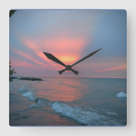 美しい夕日時計 スクエア壁時計