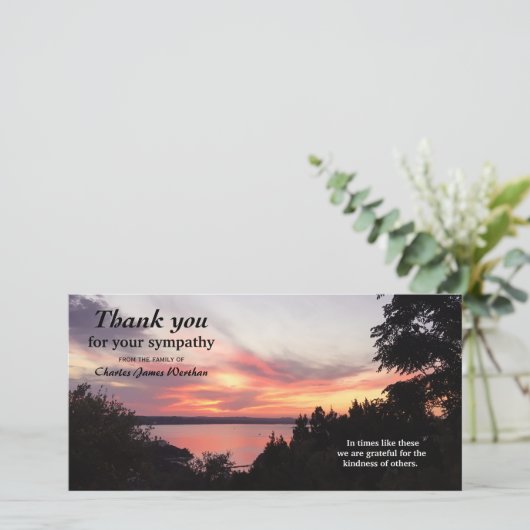 美しい夕日記念悔やみや弔慰ありがとう写真 サンキューカード (スタンド正面)