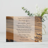 美しい夕日、サンディビーチ、サーフウェディング招待 招待状 (スタンド正面)