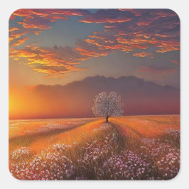 美しい夕日 スクエアシール