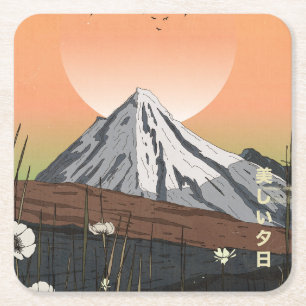 美しい夕日 スクエアペーパーコースター