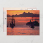 美しい夕日:バルバドスのブリッジタウンハーバー ポストカード (正面/裏面)