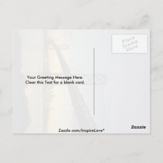 美しい夕日:ベイブリッジ,サンフランシスコ,カリフォルニア ポストカード (裏面)