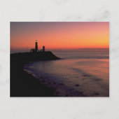 美しい夕日：モントークポイントライトハウスロング ポストカード (正面)