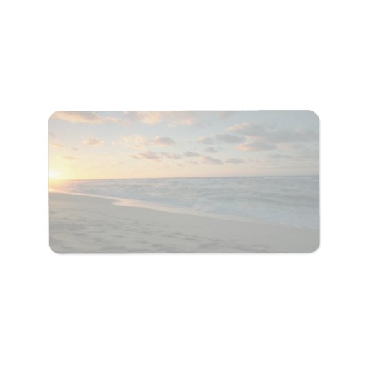 美しい夕日:夕日のビーチ,オアフ,ハワイ ラベル (正面)
