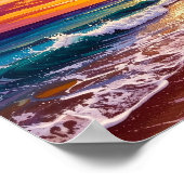美しい夕日 海のビーチ ウォーク シーケープ アート ポスター (角)