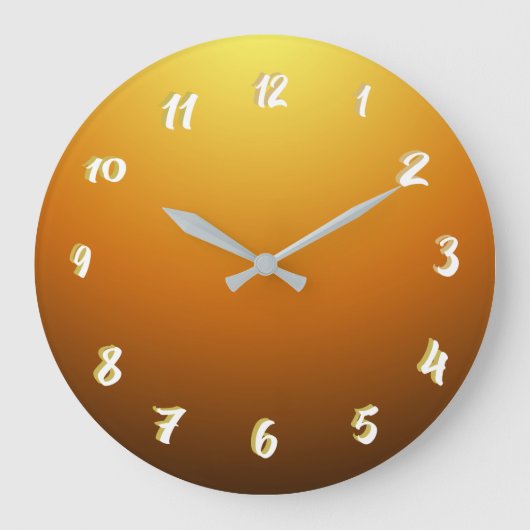 美しい夕焼けのゴールド ラージ壁時計 (正面)