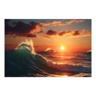 美しい夕焼けの海 フォトプリント           