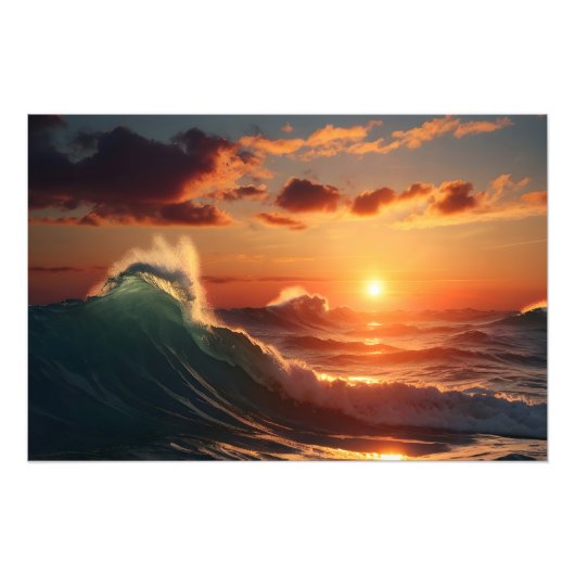 美しい夕焼けの海 フォトプリント            (正面)