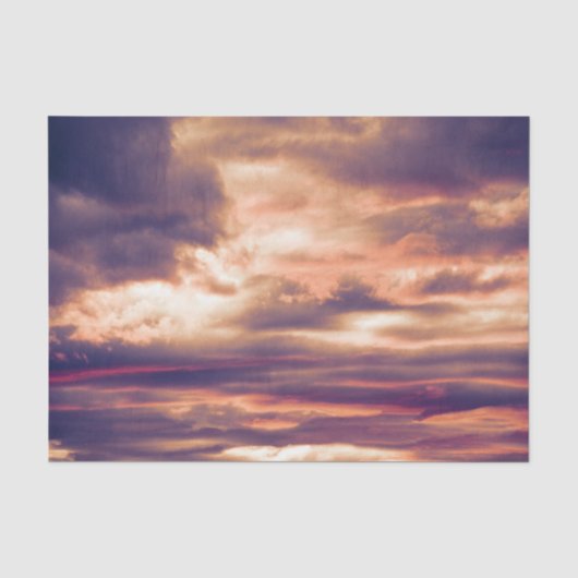 美しい夕焼けの雲 オレンジ色と紫色の空 薄葉紙 (正面)