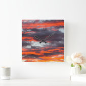 美しい夕焼け雲の写真 スクエア壁時計 (ホーム)